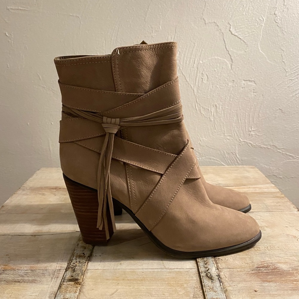 Vince Camuto Ferrah Beige Fringe Bootie